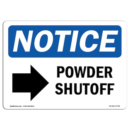 Signmission OSHA Notice Sign, 12" Height, Aluminum, Power Shutoff (Right Arrow) Sign With Symbol, Landscape OS-NS-A-1218-L-17748